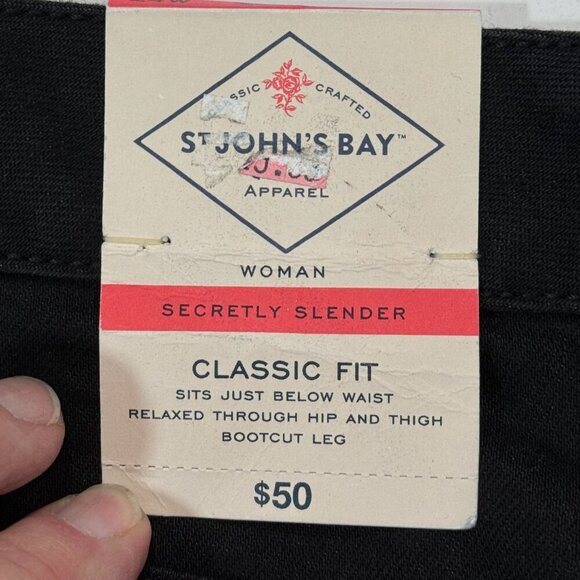 St. Johns Bay Jeans Womens 24W Black Bootcut Secretly Slender Mid-Rise Pants NEW - Picture 6 of 16
